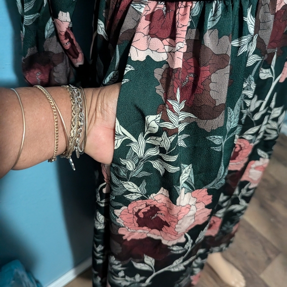 Floral Black and Pink Women's Dress - Picture 4 of 8